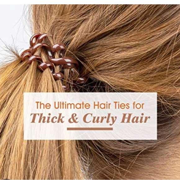 Brown Phone Cord Hair Ties | Bundle of 3 | Ponytail Hair Coils No Crease NWT - Picture 3 of 7